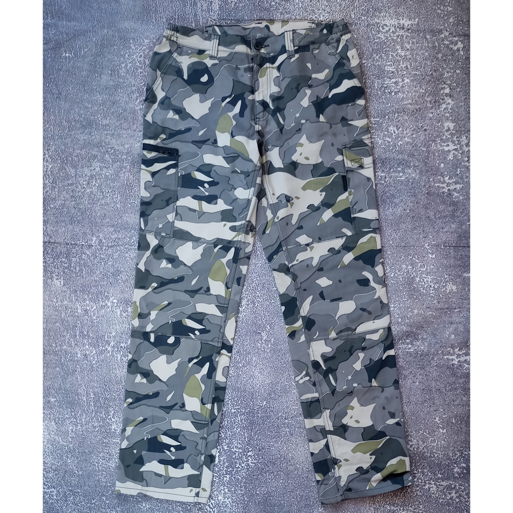 DECATHLON ROBUST CARGO TROUSERS STEPPE 300 CAMOUFLAGE WOODLAND GREY